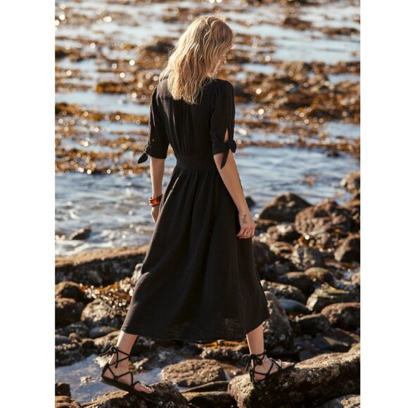 Free People Love Of My Life Midi Dress Black Large - Picture 3 of 9